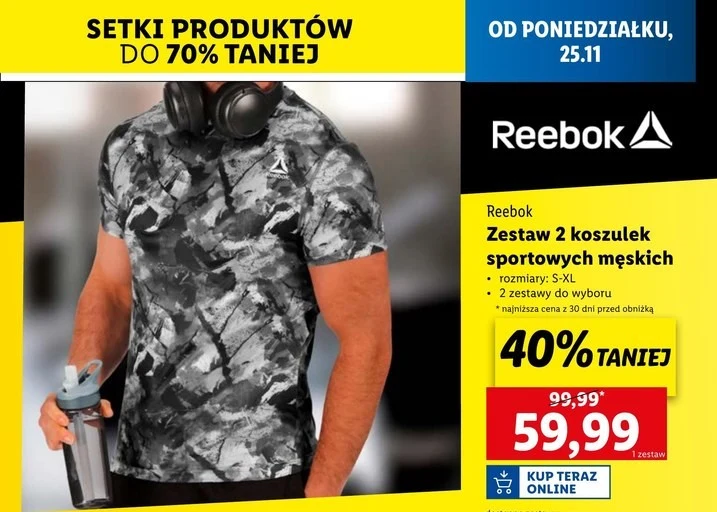 Zestaw koszulek Reebok 40% taniej w Lidlu 