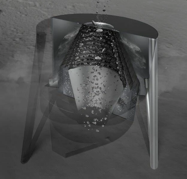 Wizualizacja wirnika, który pozwoli na sortowanie regolitu na Księżycu