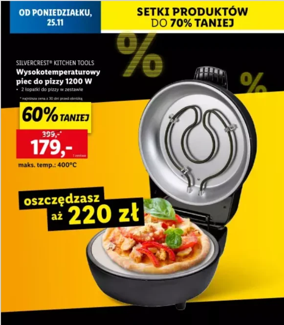 Chrupiąca pizza w kilka minut? Lidl przecenia piec do pizzy o 220 zł!