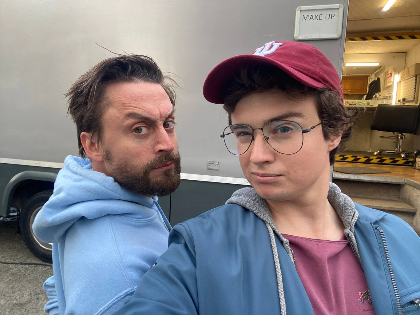 Kieran Culkin i Mateusz Rumiński na planie "Prawdziwego bólu" Kieran Culkin i Mateusz Rumiński na planie "Prawdziwego bólu"