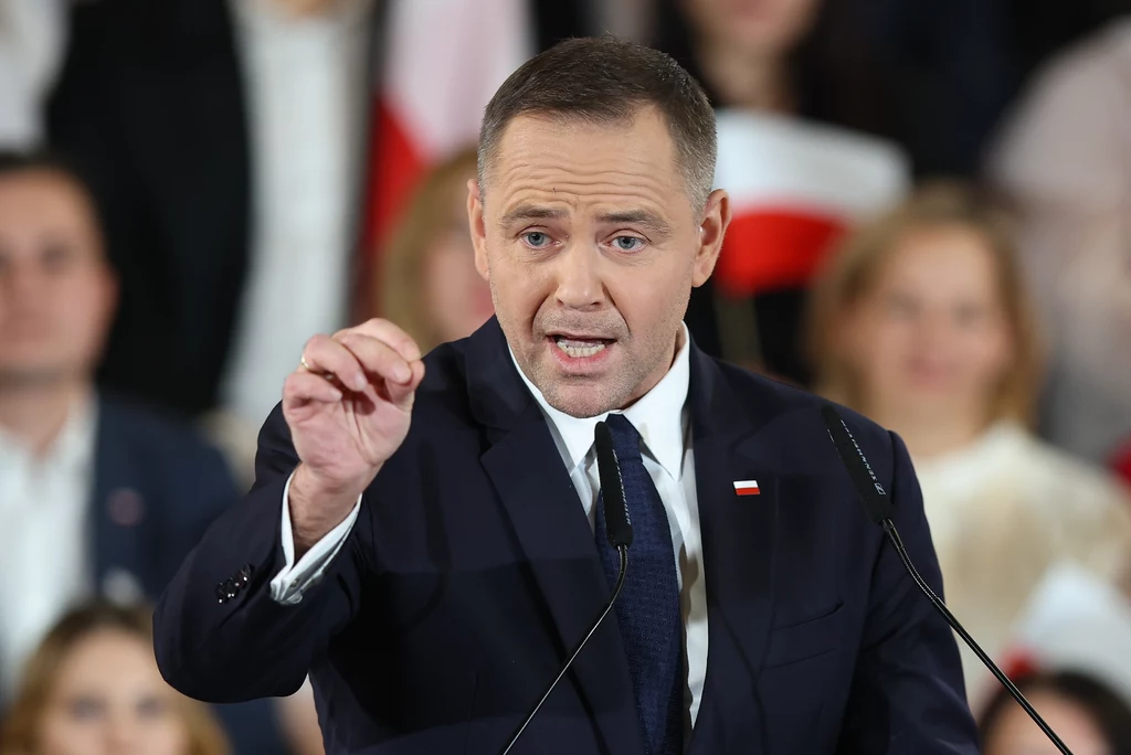 Karol Nawrocki na konwencji PiS w Krakowie, podczas której ogłoszono jego start w wyborach prezydenckich