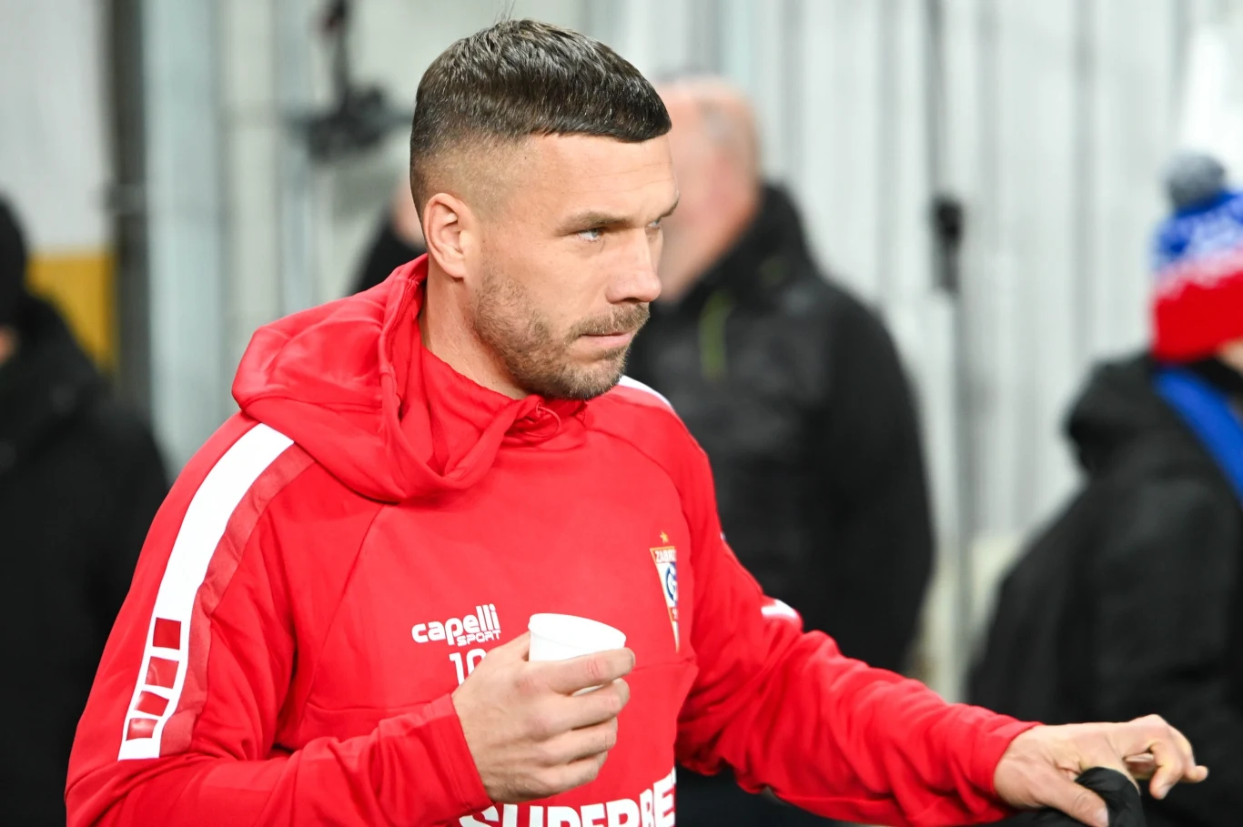 Lukas Podolski krótko przed meczem Górnik - Piast 
