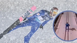 Paweł Wąsek w locie. W ramce nasz zawodnik nieco skrzywiony na najeździe