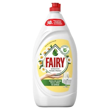 Fairy Skóra wrażliwa Chamomile & Vitamin E Płyn do mycia naczyń, delikatny dla skóry 1350 ML - 0