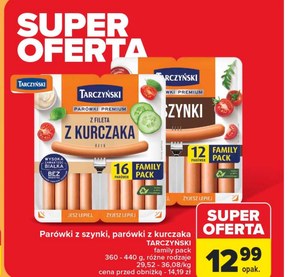 Tarczyński Family Pack Parówki premium z szynki 440 g (2 x 220 g) niska cena