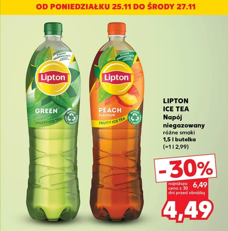 Lipton Ice Tea Peach Napój niegazowany o smaku brzoskwiniowym z ekstraktem czarnej herbaty 1,5 l
