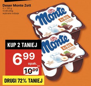 Zott Monte Deser mleczny z czekoladą i orzechami 400 g (4 x 100 g) niska cena