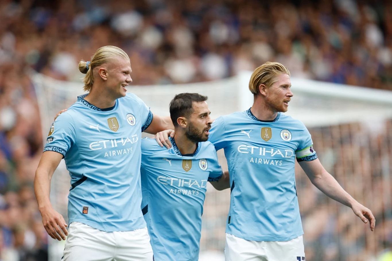Erling Haaland (pierwszy z lewej) i jego koledzy z Manchesteru City