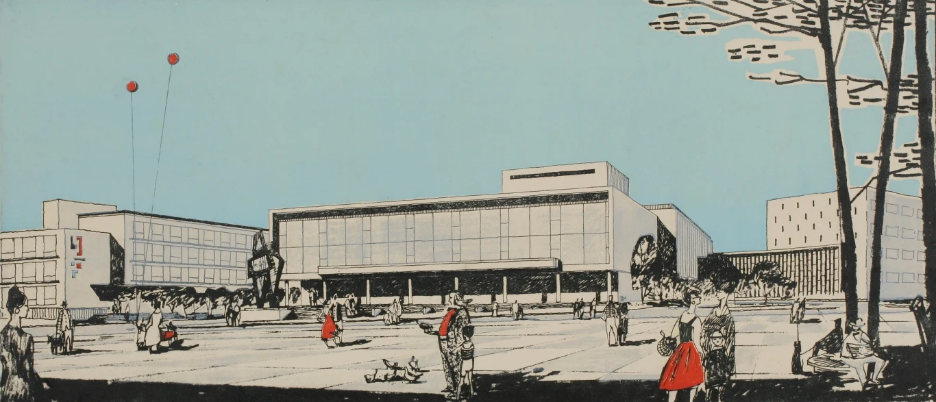 Teatr robotniczy, dzisiejszy teatr miejski, Gottwaldov, obecnie Zlin, proj. Miroslav Řepa, Karel Řepa, František Rozhon