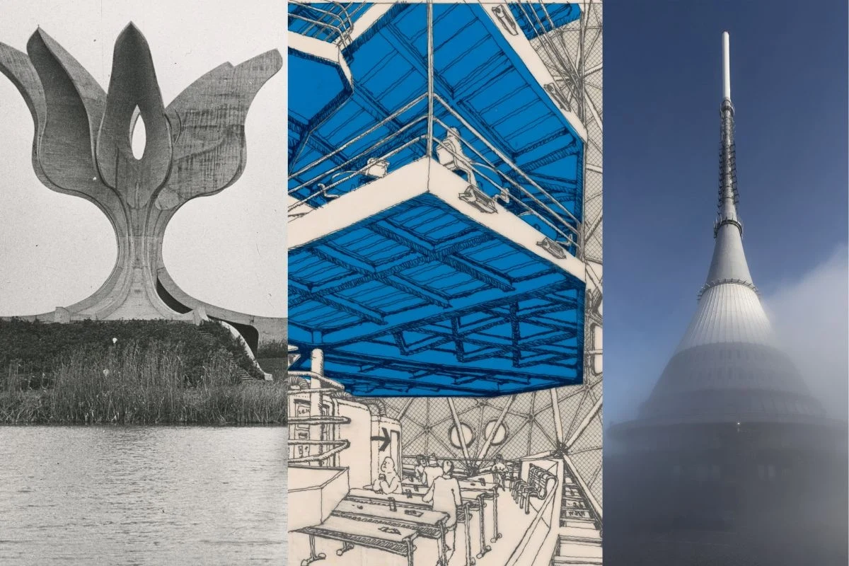 Pomnik ofiar obozu koncentracyjnego Jasenovac/Schronisko na szczycie Śnieżki (proj. niezrealizowany)/Hotel i nadajnik telewizyjny na górze Ještěd 