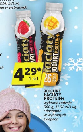 Łaciaty Protein+ Jogurt pitny mango 360 g niska cena