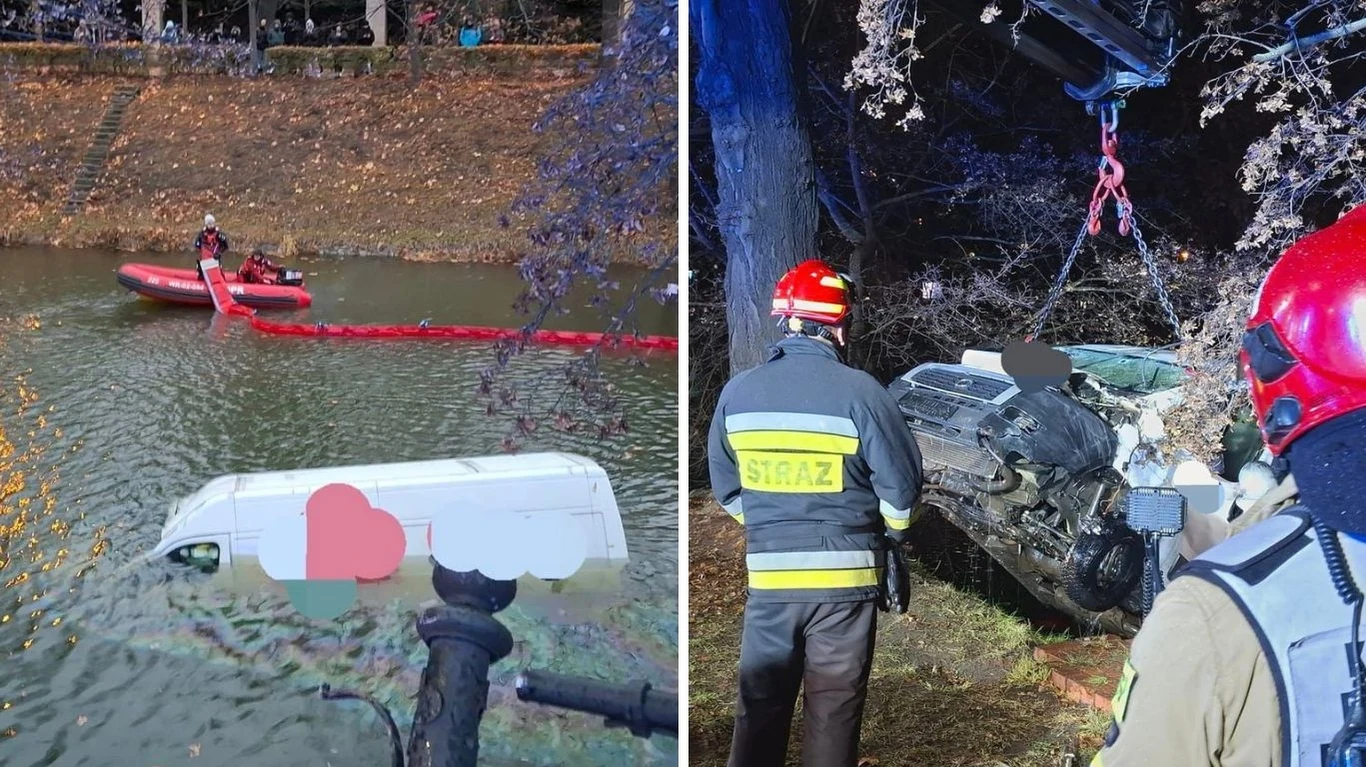 Bus wpadł do fosy Bus wpadł do fosy