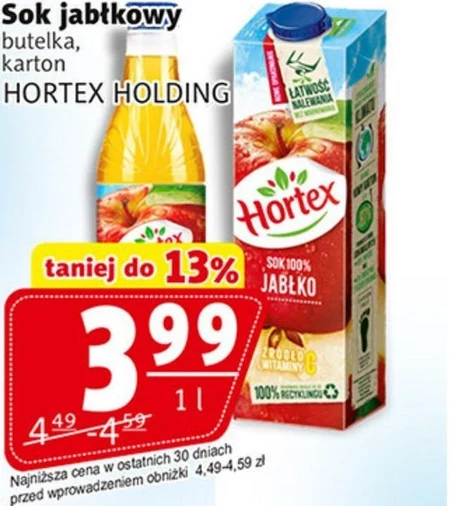 Hortex Sok 100 % jabłko 1 l