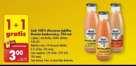 Bracia Sadownicy Sok tłoczone jabłko słodkie odmiany 750 ml