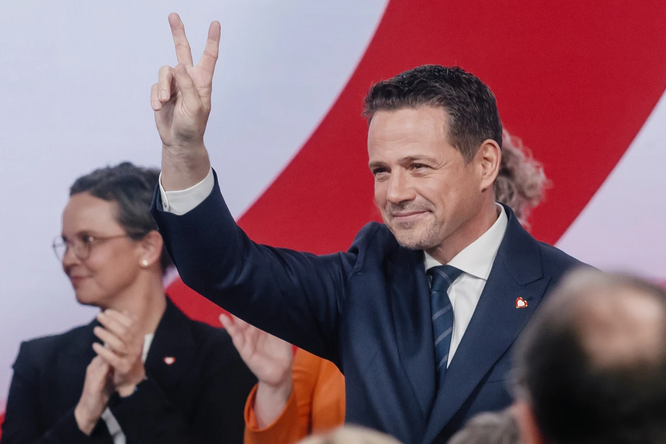 Rafał Trzaskowski podczas ogłoszenia wyników prawyborów prezydenckich w Koalicji Obywatelskiej, 23.11.2024