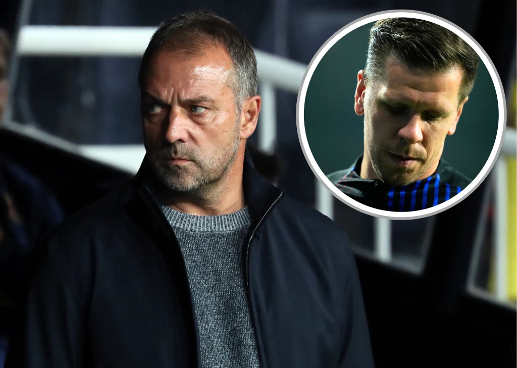 FC Barcelona. Na zdjęciu trener Hansi Flick oraz Wojciech Szczęsny