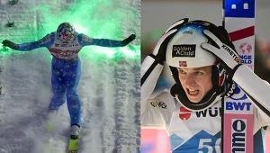 Skoki narciarskie. Na zdjęciu Robert Johansson oraz Halvor Egner Granerud w akcji