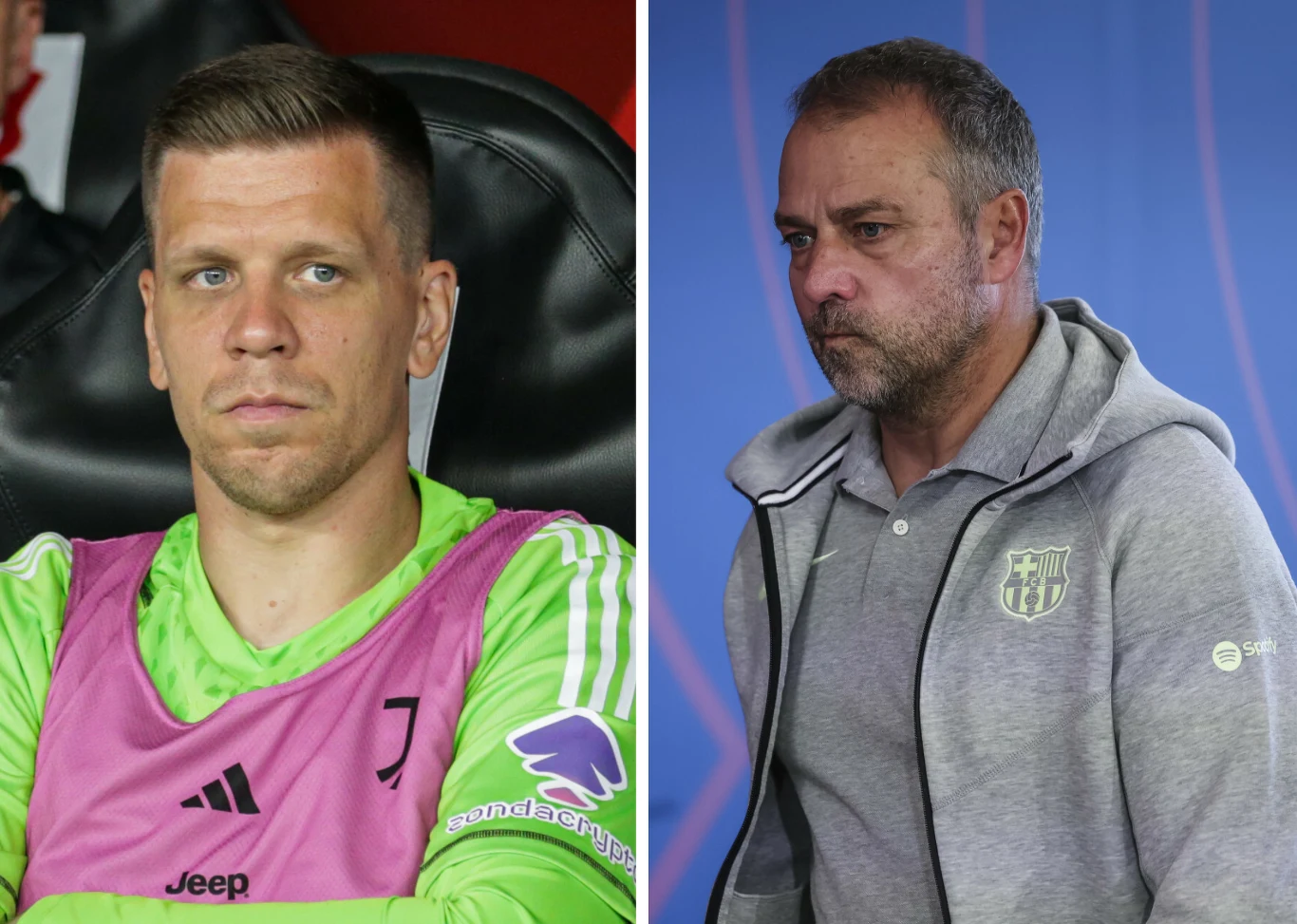 FC Barcelona. Na zdjęciu nasz bramkarz Wojciech Szczęsny oraz trener Hansi Flick FC Barcelona. Na zdjęciu nasz bramkarz Wojciech Szczęsny oraz trener Hansi Flick