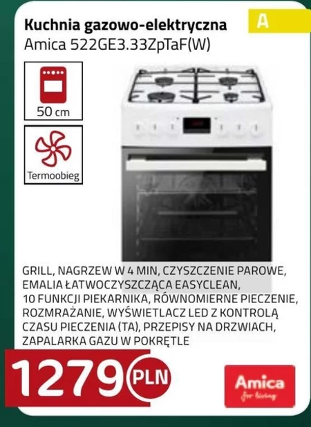 Kuchenka gazowo-elektryczna Amica