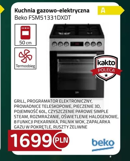 Kuchenka gazowo-elektryczna Beko