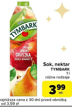 Tymbark Nektar jabłko gruszka 1 l niska cena