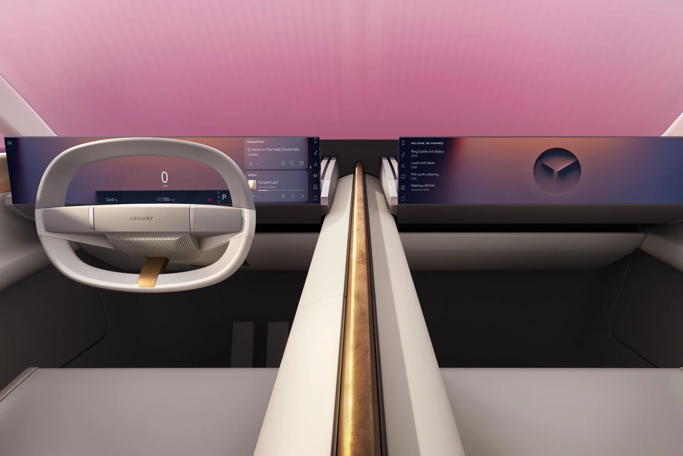 Wnętrze Jaguara Type 00 dzieli na pół 3,2-metrowa "ścianka". 