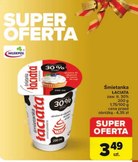 Łaciata Śmietanka pasteryzowana 30 % 200 ml