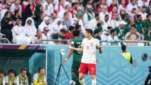 Robert Lewandowski w meczu z Arabią Saudyjską podczas mistrzostw świata w Katarze