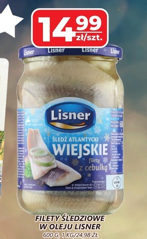 Lisner Śledź atlantycki Wiejskie filety z cebulką 600 g niska cena