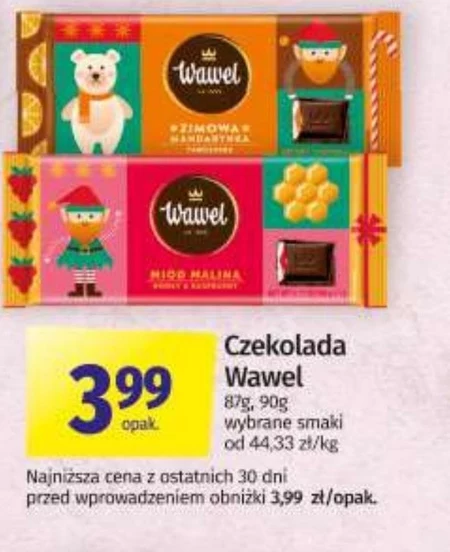 Wawel Czekolada nadziewana miód malina 90 g