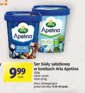 Arla Apetina Ser biały typu śródziemnomorskiego w zalewie solankowej 410 g niska cena