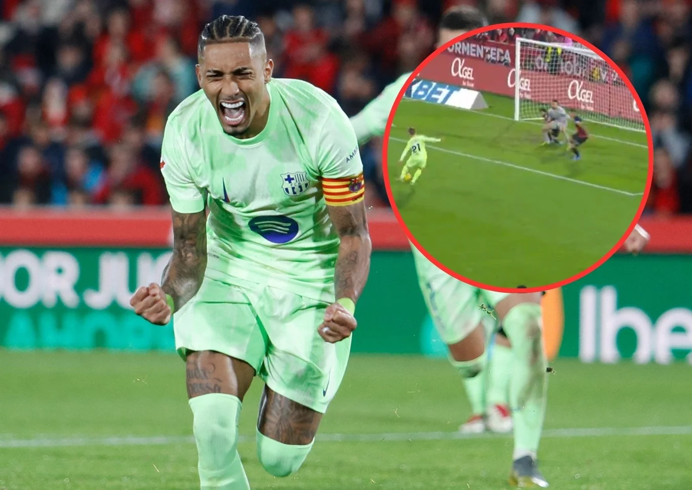 Raphinha po bramce z Mallorcą / skrin/Canal+Sport