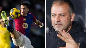 FC Barcelona. Na zdjęciu Robert Lewandowski oraz trener Hansi Flick