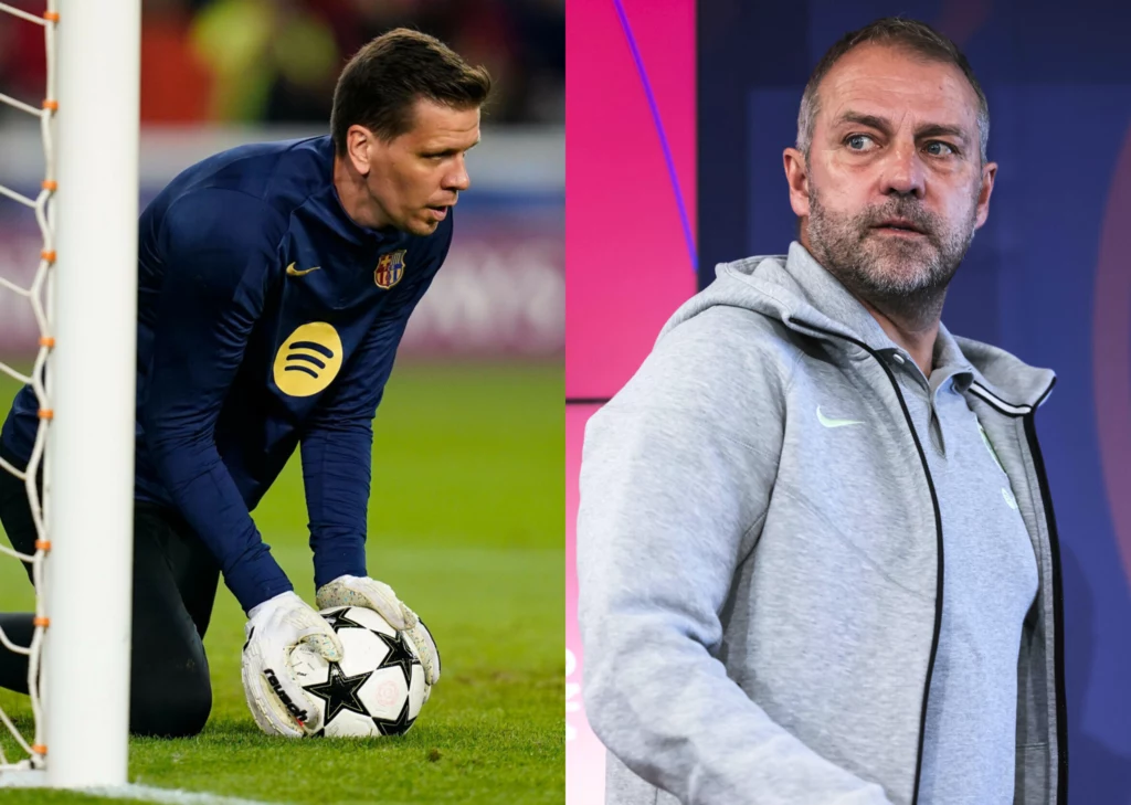 Na zdjęciu bramkarz Wojciech Szczęsny oraz trener FC Barcelona - Hansi Flick Na zdjęciu bramkarz Wojciech Szczęsny oraz trener FC Barcelona - Hansi Flick