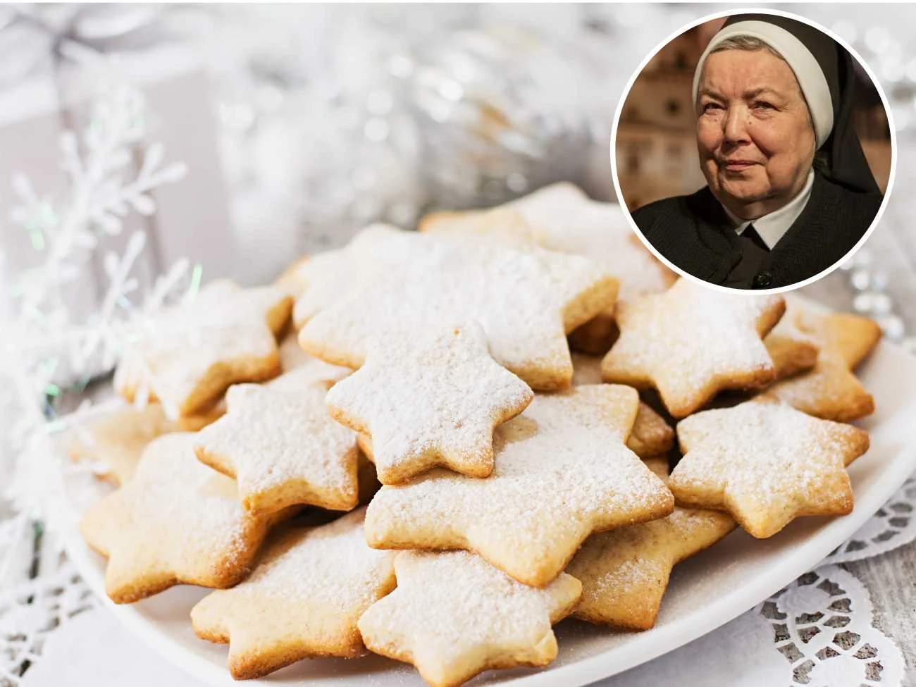 Siostra Anastazja robi kruche ciastka, idealne na święta Bożego Narodzenia. Siostra Anastazja robi kruche ciastka, idealne na święta Bożego Narodzenia.