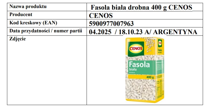 Biała fasola została wycofana ze sprzedaży w sklepach Auchan