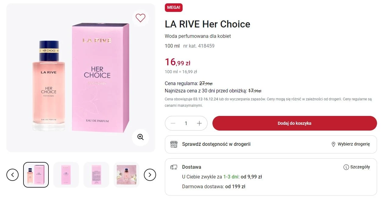 Perfumy LA RIVE Her Choice na promocji w Rossmannie!
