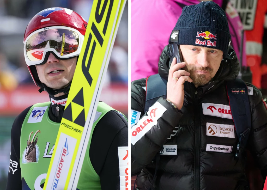 Skoki narciarskie. Na zdjęciu Kamil Stoch oraz Adam Małysz Skoki narciarskie. Na zdjęciu Kamil Stoch oraz Adam Małysz