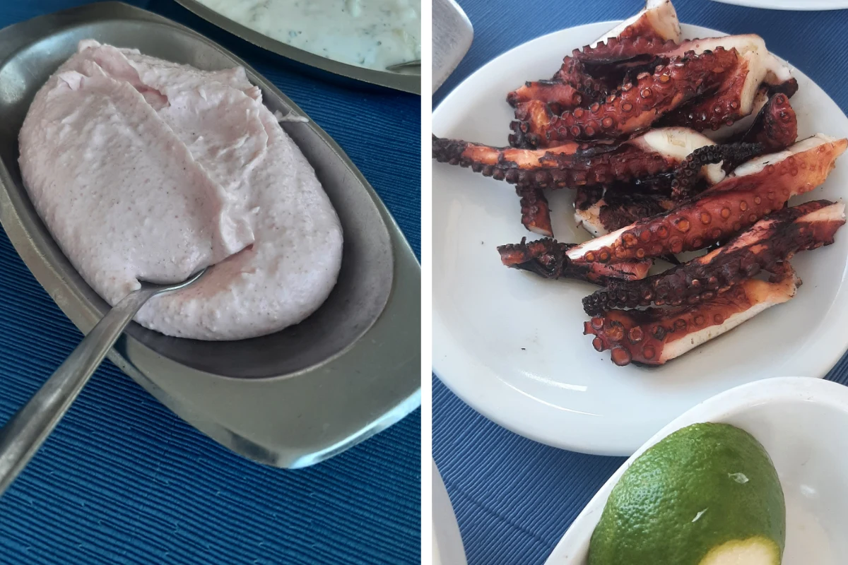 Taramas, dip z ikrą ma lekko różowy kolor Taramas, dip z ikrą ma lekko różowy kolor