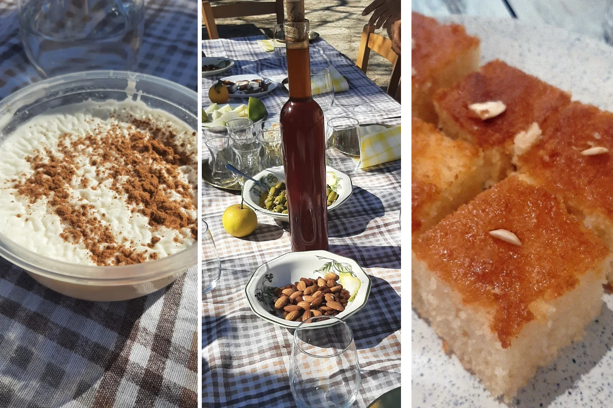 Mahlepi, Commandaria, ciasto ravani Mahlepi, Commandaria, ciasto ravani