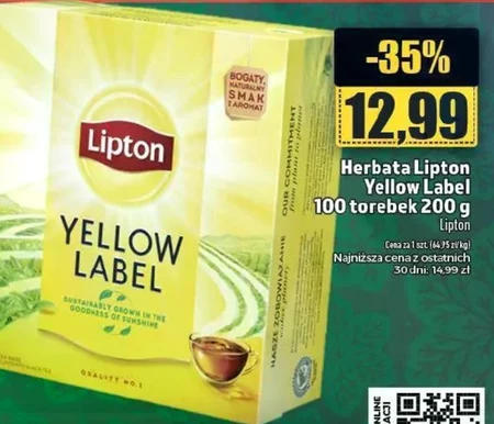 Lipton Yellow Label Herbata czarna 200 g (100 torebek)