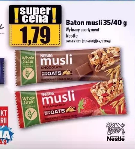 Nestlé Płatki śniadaniowe musli w formie batonika z truskawkami 35 g