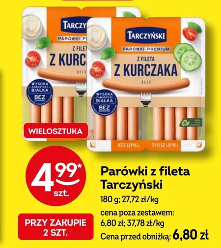 Tarczyński Parówki premium z fileta z kurczaka 180 g (2 x 90 g)
