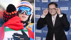 Na zdjęciu polscy skoczkowie narciarscy Kamil Stoch i Dawid Kubacki oraz dziennikarz TVP Przemysław Babiarz