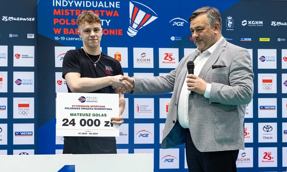 Mateusz Golas z Markiem Krakewskim, prezesem Polskiego Związku Badmintona Mateusz Golas z Markiem Krakewskim, prezesem Polskiego Związku Badmintona