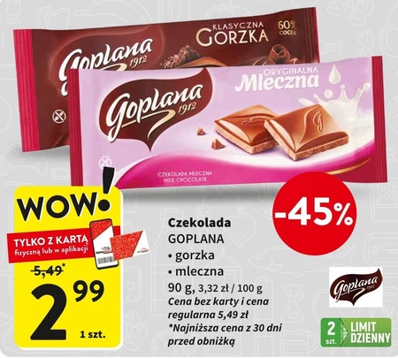 Goplana Oryginalna mleczna Czekolada 90 g