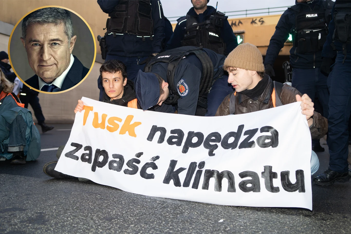 Aktywiści Ostatniego Pokolenia podczas blokady Wisłostrady Aktywiści Ostatniego Pokolenia podczas blokady Wisłostrady