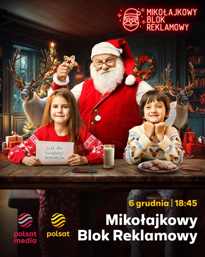 Zapraszamy do oglądania Mikołajkowego Bloku reklamowego już dziś o godzinie 18:45 tylko w Polsacie!