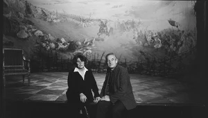 Krystyna Zachwatowicz i Andrzej Wajda z czasów pracy nad sztuką "Lekcja polskiego" dla Teatru Powszechnego w Warszawie (1988)