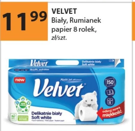 Velvet Papier toaletowy delikatnie biały 8 rolek